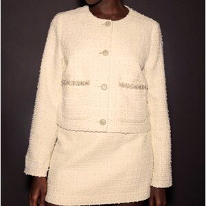 H&M bead detail tweed jacket